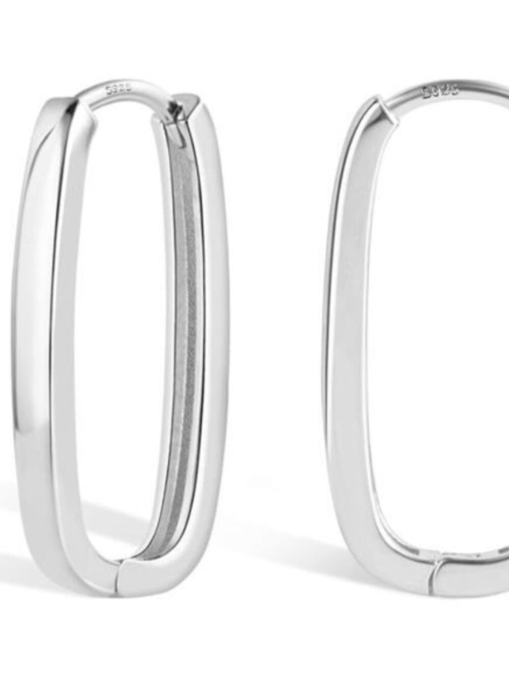 925 Sterling Silver Rectangle Hoop Earrings for Women Silver Geometric